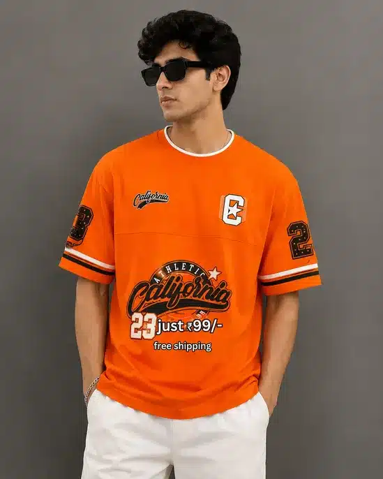 Men’s Oversized Graphic Printed Sports T-Shirt Casual Athletic Streetwear Tee