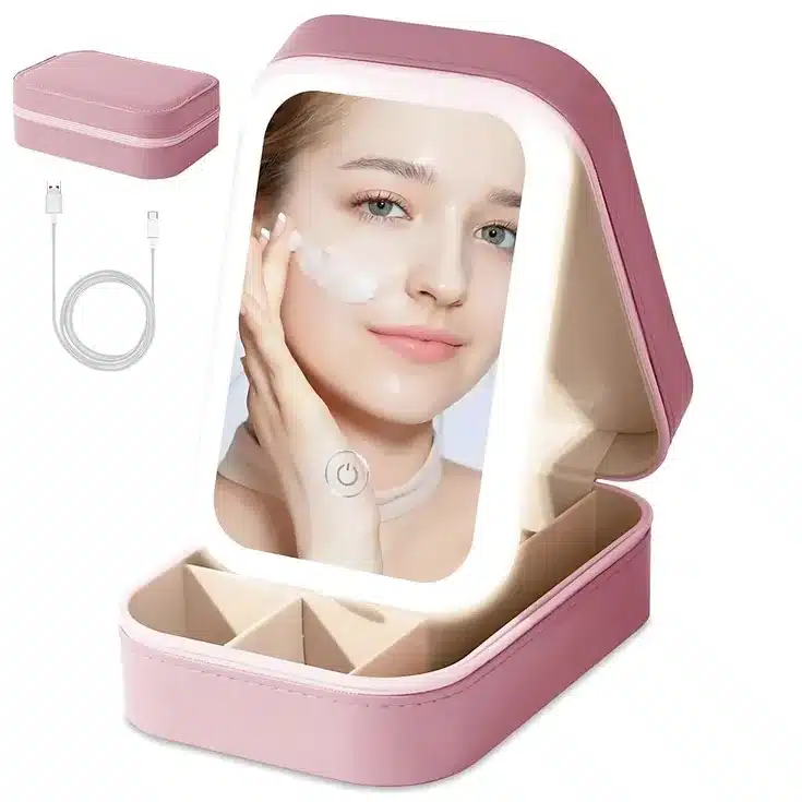 LumiCase LED Makeup Storage Box with Mirror